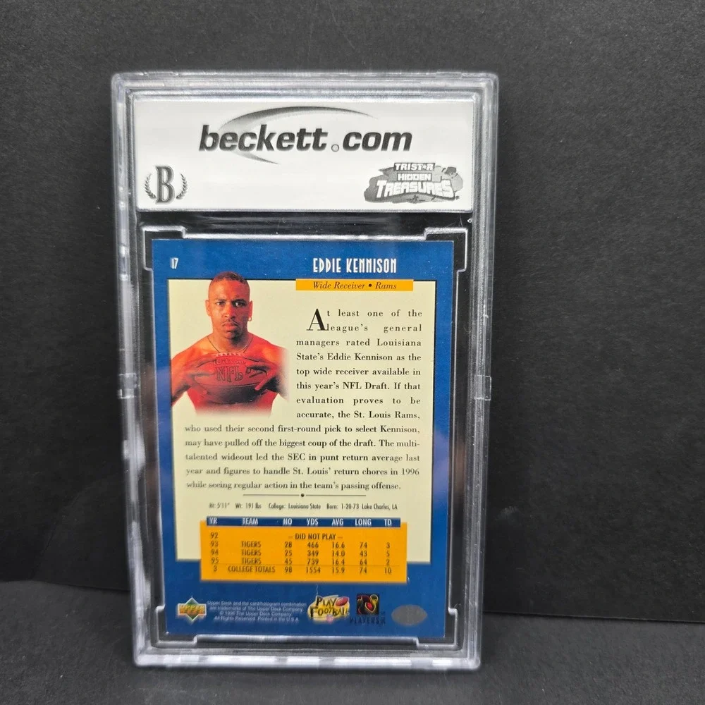 Upper‎ Deck Eddie Kennison Football Card St. Louis Rams 1996 Star Rookie BCCG 9